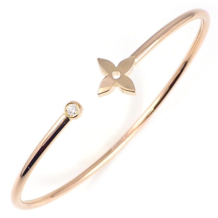 ルイ・ヴィトン LOUIS VUITTON バングル ツイスト ブロッサム Q95532 オープン モノグラム スター 1ポイント ダイヤモンド 0.06ct K18PG / #17.5 【箱・保付き】 【中古】