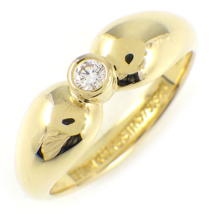 ティファニー Tiffany & Co. リング ダブル ティアドロップ 1ポイント ダイヤモンド K18YG 7.5号 【中古】