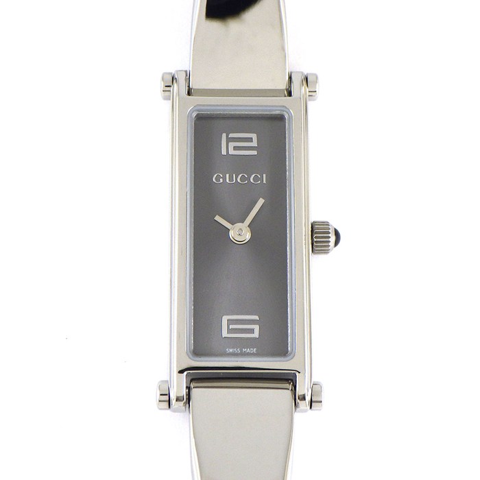グッチ GUCCI 腕時計 バングルウォッチ 1500L ホースビット レクタンギュラー サンレイ グレー文字盤 SS クオーツアナログ 【中古】