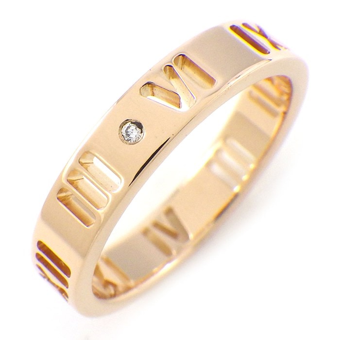 ティファニー Tiffany & Co. リング アトラスピアスド ナロー 4ポイント ダイヤモンド K18PG 9号 【中古】