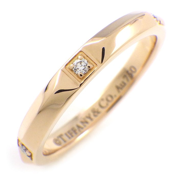 ティファニー Tiffany & Co. リング トゥルー バンド 67134176 5ポイント ダイヤモンド 計0.05ct K18PG 9号 【中古】
