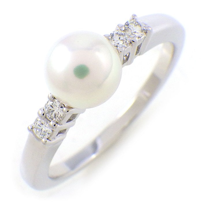  ミキモト MIKIMOTO リング 1ポイント パール 6mm珠 4ポイント ダイヤモンド K18WG 11号 【中古】