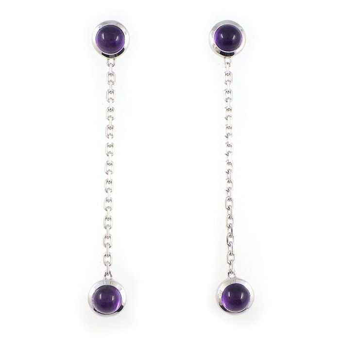 グッチ GUCCI ピアス スウィング ドロップ 4ポイント アメジスト K18WG 【中古】