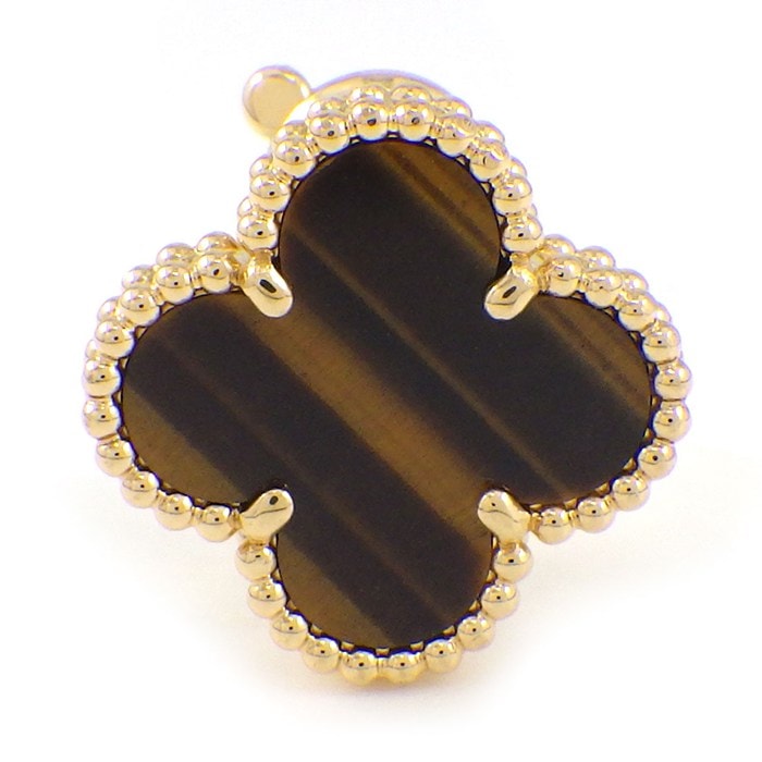ヴァンクリーフ＆アーペル Van Cleef & Arpels ピアス ヴィンテージアルハンブラ タイガーアイ K18YG ※片方のみ 【中古】