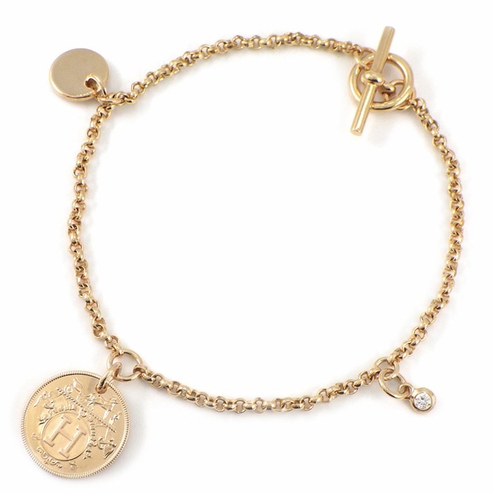 エルメス HERMES ブレスレット エクスリブリス PM H120441B 00ST 3モチーフ トグルクラスプ 1ポイント ダイヤモンド 0.04ct K18PG 【中古】