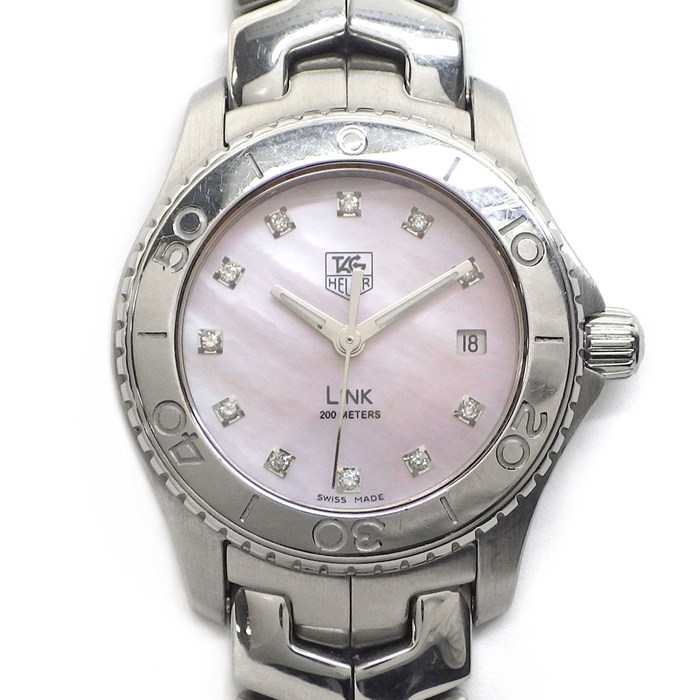 タグ・ホイヤー TAG Heuer 腕時計 リンク WJ131C.BA0573 (WJ131C-1) デイト 夜光針 11ポイント ダイヤインデックス ピンクシェル文字盤 SS クオーツアナログ 【中古】