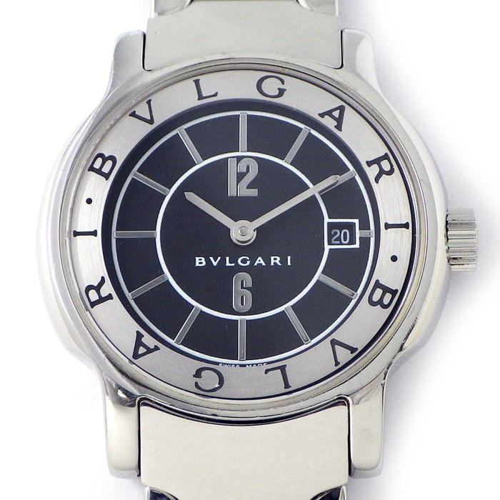 ブルガリ BVLGARI 腕時計 ソロテンポ ST29S ブラック文字盤 デイト SS クオーツアナログ 【中古】
