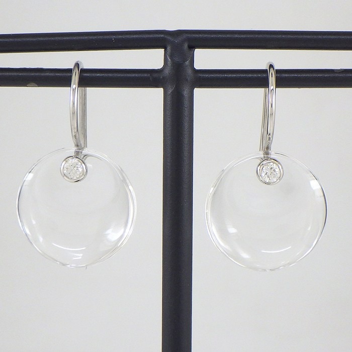 ティファニー Tiffany & Co. フック ピアス ラウンド ドロップ ロッククリスタル ダイヤモンド PT950 【中古】