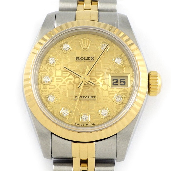 ロレックス Rolex 腕時計 デイトジャスト 69173G T番 1996年製 10ポイント ダイヤインデックス シャンパンカラー コンピューター文字盤 彫コン デイト K18YG SS 自動巻き 【中古】