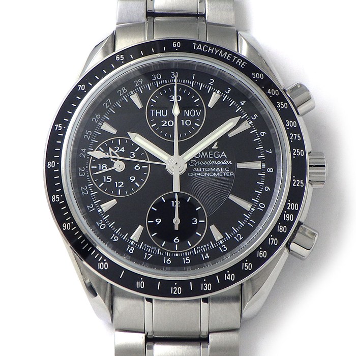 オメガ OMEGA 腕時計 スピードマスター 3220.50 ブラック文字盤 クロノグラフ スモールセコンド 夜光針 デイデイト SS 自動巻き 【中古】