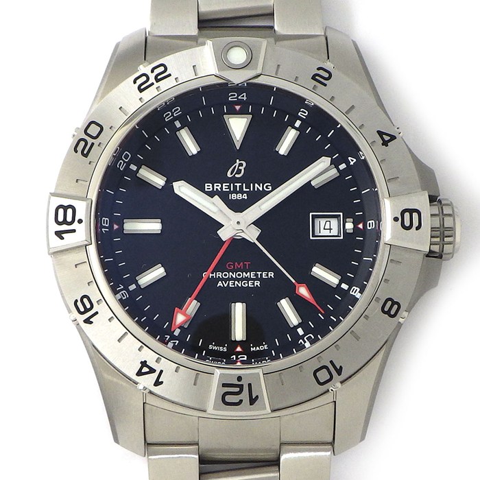 ブライトリング Breitling 腕時計 アベンジャー オートマチック GMT A32320 ブラック文字盤 デイト 回転ベゼル 夜光針・インデックス SS 自動巻き 【中古】