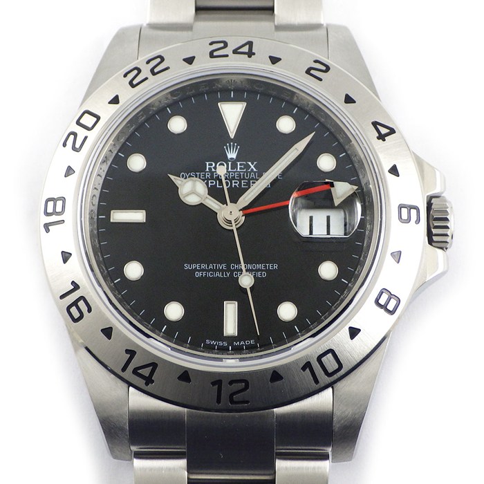 ロレックス Rolex 腕時計 エクスプローラーII 16570T ブラック文字盤 ルーレット刻印 V番 2009年製 デイト 夜光針・インデックス SS 自動巻き 【箱・保付き】 【中古】