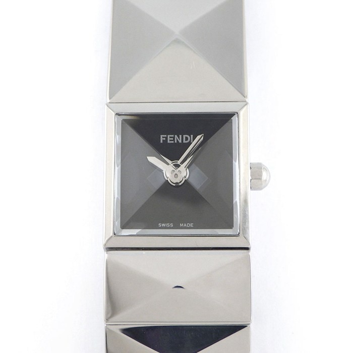 フェンディ FENDI 腕時計 ピラミッド バングルウォッチ 4250L スクエア ブラック文字盤 SS クオーツアナログ 【箱・保付き】 【中古】