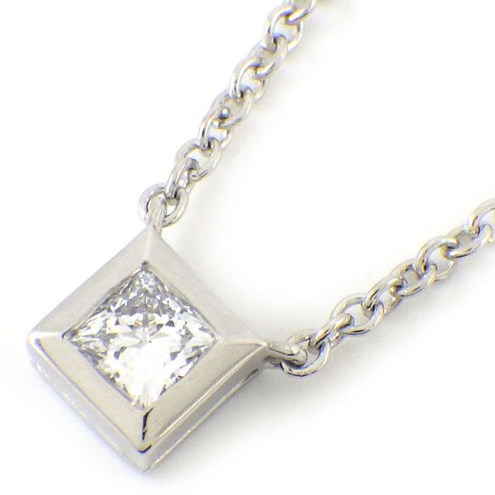 ティファニー Tiffany & Co. ネックレス ソリティア ソリテール スクエア 1ポイント プリンセスカット ダイヤモンド PT950 【中古】