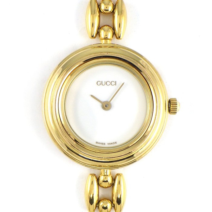 グッチ GUCCI 腕時計 チェンジベゼル 11/12.2 マルチカラーベゼル 5色付属 ホワイト文字盤 GP クオーツアナログ 【箱・保付き】 【中古】