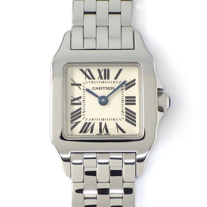 カルティエ Cartier 腕時計 サントス ドゥモワゼル SM W25064Z5 スクエア アイボリー文字盤 SS クオーツアナログ 【中古】