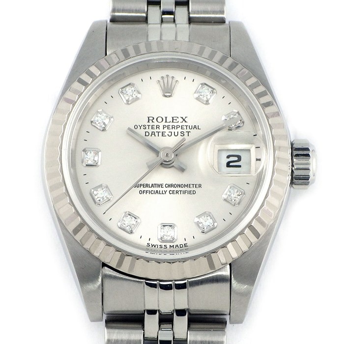 ロレックス Rolex 腕時計 デイトジャスト 79174G P番 2000年製 10ポイント ダイヤインデックス シルバー文字盤 デイト K18WG SS 自動巻き 【中古】