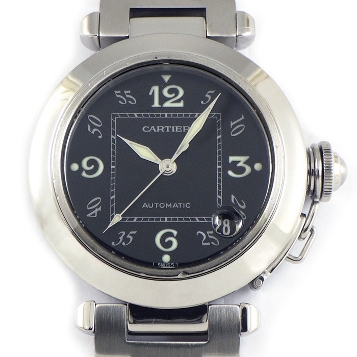 カルティエ Cartier 腕時計 パシャC W31043M7 ブラック文字盤 デイト 夜光針 SS 自動巻き 【中古】