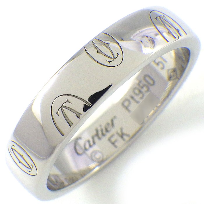 カルティエ Cartier リング ハッピーバースデー SM B4055300 ロゴ C2 2C PT950 11号 / #51 【中古】