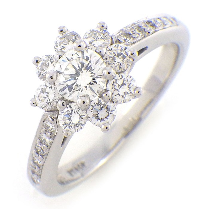 ティファニー Tiffany & Co. リング フローラ ハーフサークル ダイヤモンド PT950 9号 【中古】