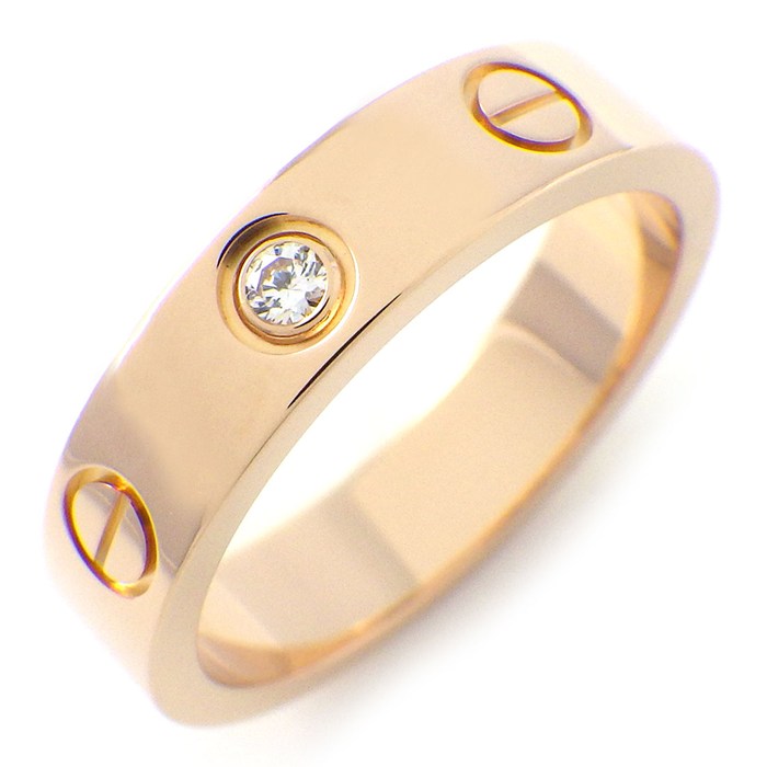 カルティエ Cartier リング ラブ スモールモデル SM B4050747 1ポイント ダイヤモンド 0.02ct K18PG 7号 / #47 【箱・保付き】 【中古】