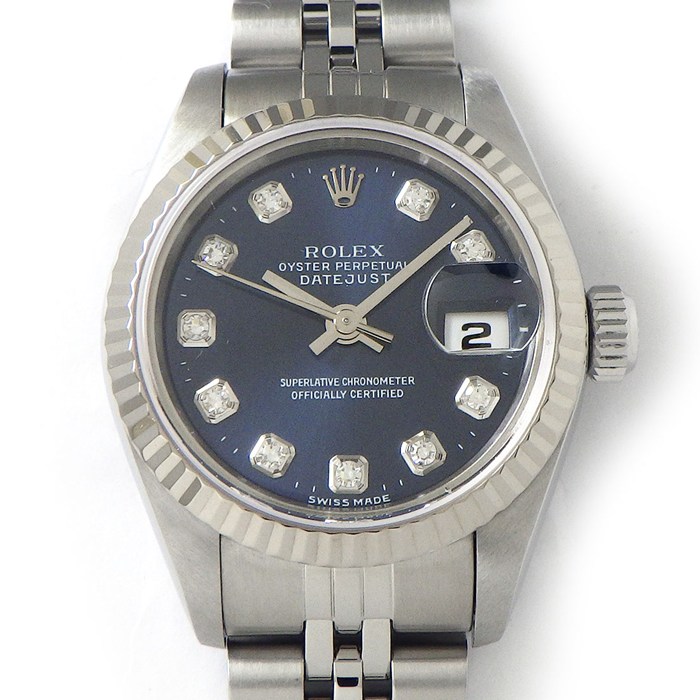 ロレックス Rolex 腕時計 デイトジャスト 69174G U番 1997年製 10ポイント ダイヤインデックス ブルーサンレイ文字盤 デイト K18WG SS 自動巻き 【OH済み】 【中古】