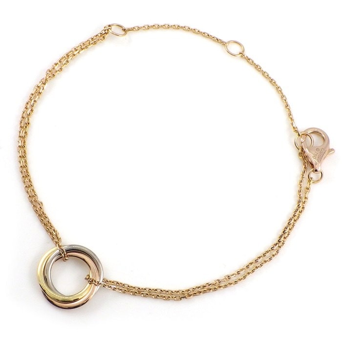 カルティエ Cartier ブレスレット スウィートトリニティ サークル ダブルチェーン スリーカラー K18PG K18WG K18YG 【中古】