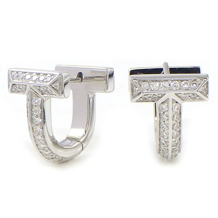 ティファニー Tiffany & Co. ピアス T ワン ハーフ ハギーピアス 73586135 ハーフ パヴェ ダイヤモンド 0.14ct / 0.14ct K18WG 【中古】