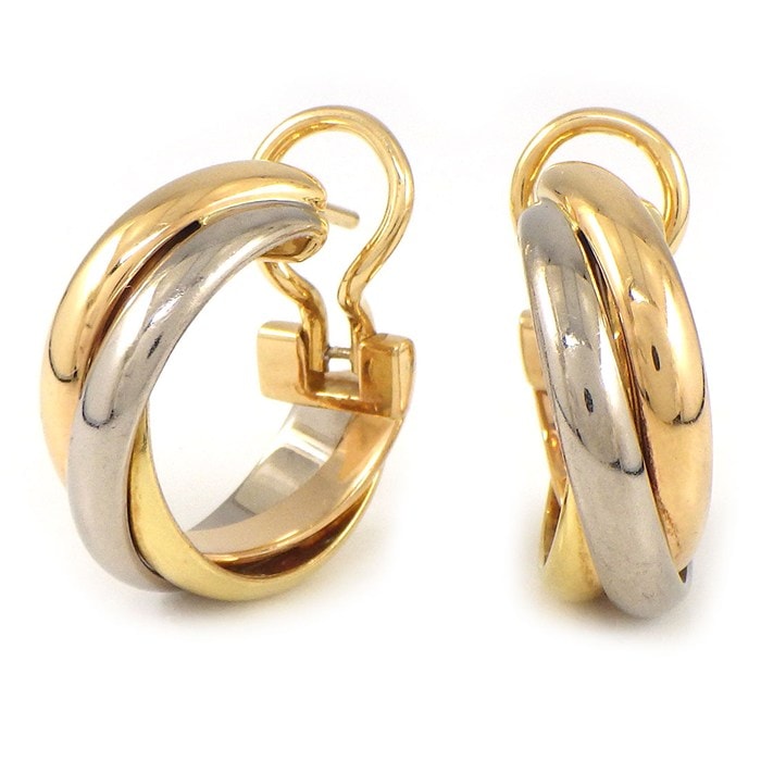 カルティエ Cartier ピアス トリニティ フープ スリーカラー K18PG K18WG K18YG 【中古】