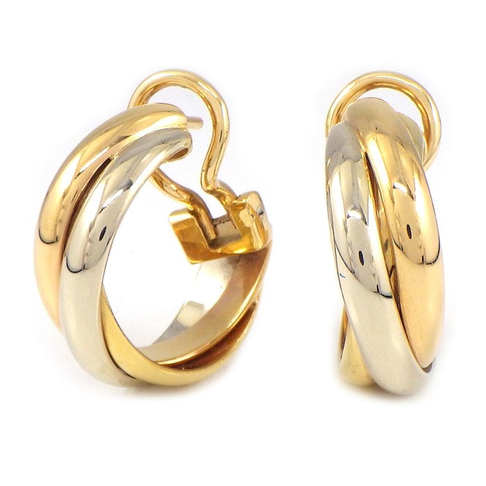 カルティエ Cartier ピアス トリニティ フープ スリーカラー K18PG K18WG K18YG 【中古】