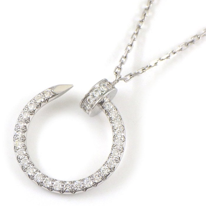 カルティエ Cartier ネックレス ジュストアンクル B7224898 釘モチーフ パヴェ 36ポイント ダイヤモンド 計0.38ct K18WG 【中古】