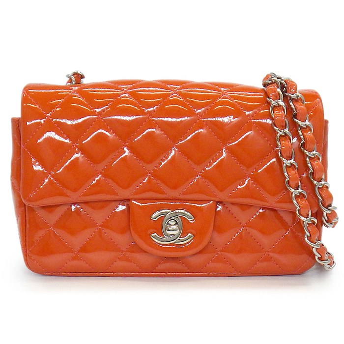 シャネル CHANEL ハンドバッグ/ショルダーバッグ ミニ マトラッセ 20 A69900 2013年製 オレンジ パテントレザー シルバー金具 【中古】