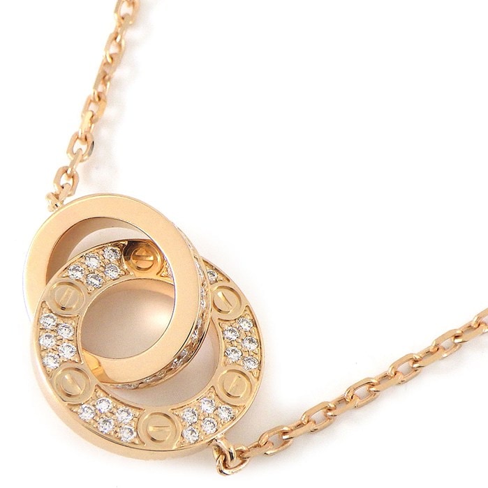 カルティエ Cartier ネックレス ラブ パヴェ B7224528 サークル 48ポイント ダイヤモンド 0.30ct K18PG 【中古】