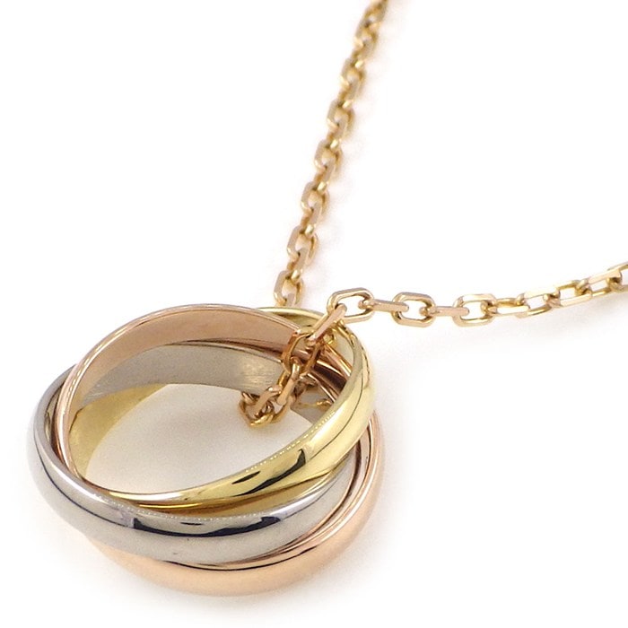カルティエ Cartier ネックレス トリニティ 3連 サークル フォルサチェーン スリーカラー K18PG K18WG K18YG 【中古】