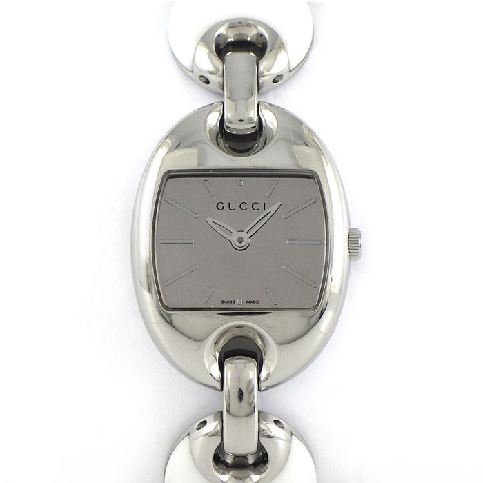 グッチ GUCCI 腕時計 マリーナ 121.5/YA121515 鏡面 ミラーダイヤル オーバルリンクブレス SS ホワイト セラミック クオーツアナログ 【箱・保付き】 【中古】