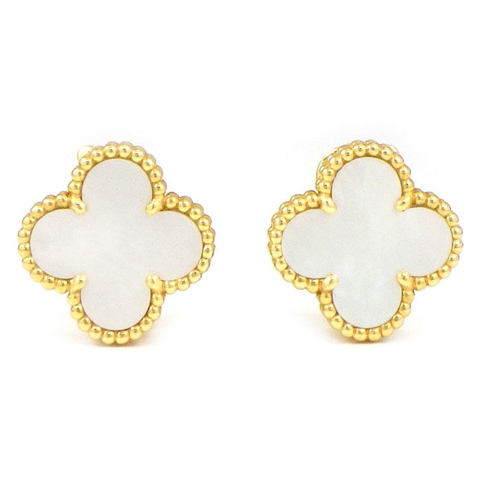 ヴァンクリーフ＆アーペル Van Cleef & Arpels ピアス ヴィンテージアルハンブラ VCARA44100 ホワイト シェル K18YG 【中古】
