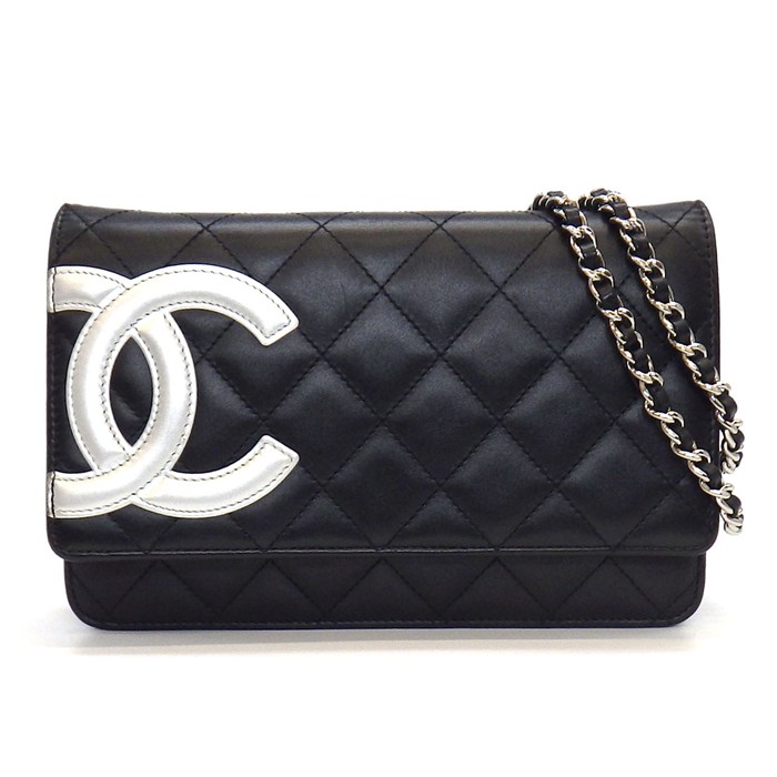 シャネル CHANEL ショルダーバッグ カンボンライン チェーンウォレット A46646 2012年製 ココマーク ブラック カーフスキン 【中古】