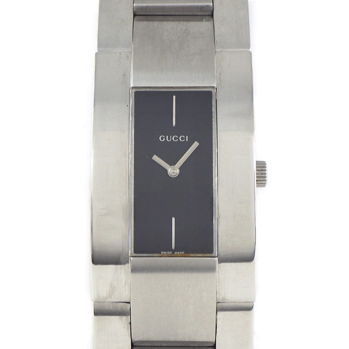 グッチ GUCCI 腕時計 4600M レクタンギュラー ブラック文字盤 SS クオーツアナログ 【中古】