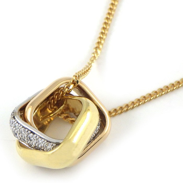カルティエ Cartier ネックレス トリニティ クッション N7424481 セミパヴェ スリーカラー 54ポイント ダイヤモンド 計0.39ct K18PG K18WG K18YG 【箱・保付き】 【中古】