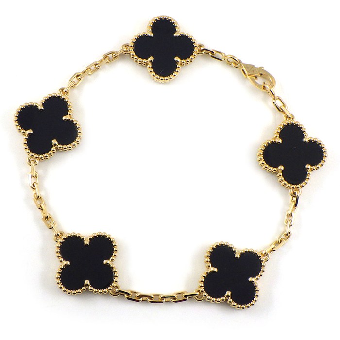 ヴァンクリーフ＆アーペル Van Cleef & Arpels ブレスレット ヴィンテージ アルハンブラ 5モチーフ VCARA41300 オニキス K18YG 【箱・保付き】 【中古】