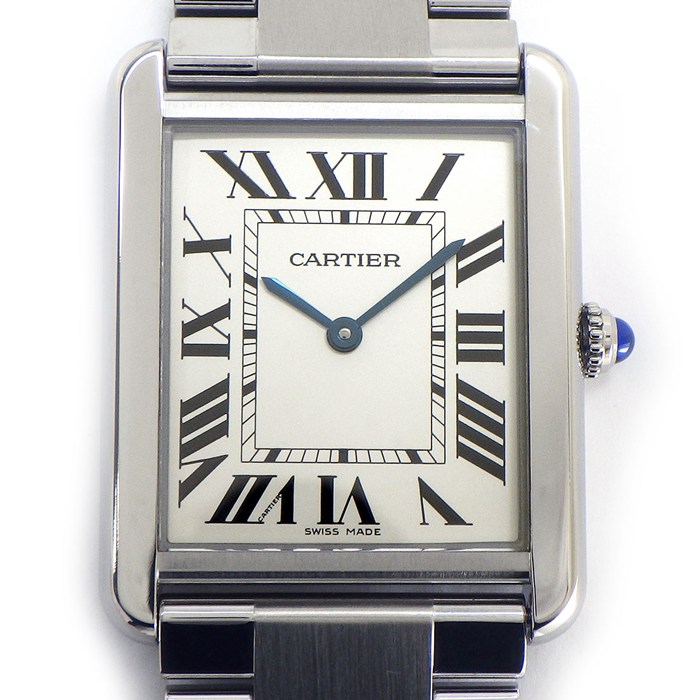カルティエ Cartier 腕時計 タンク ソロ LM W5200014 レクタンギュラー ホワイト文字盤 ローマンインデックス SS クオーツアナログ 【中古】