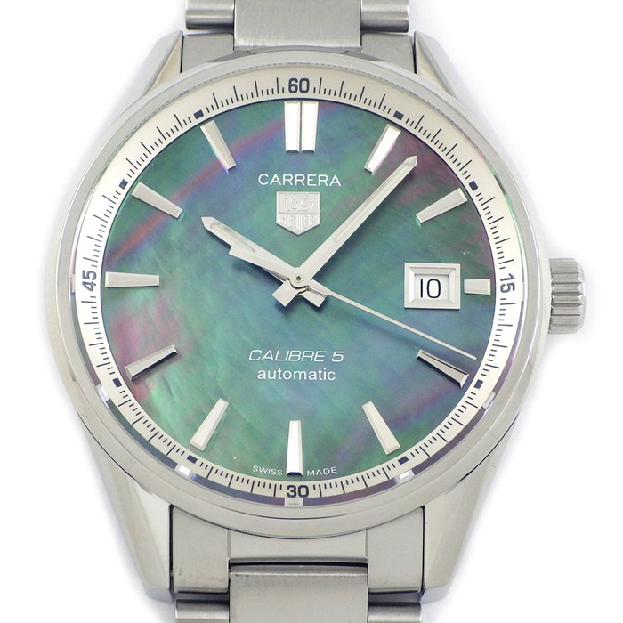 タグ・ホイヤー TAG Heuer 腕時計 カレラ キャリバー5 WAR211G.BA0782 ブラックシェル文字盤 日本500本限定モデル デイト 裏スケ SS 自動巻き 【箱・保付き】 【中古】