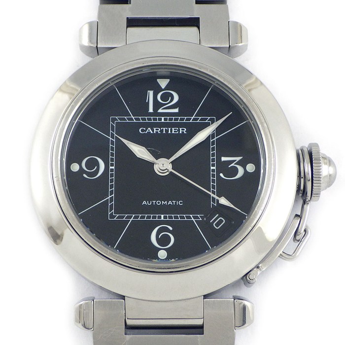 カルティエ Cartier 腕時計 パシャC W31076M7 ブラック文字盤 デイト SS 自動巻き 【箱・保付き】 【中古】