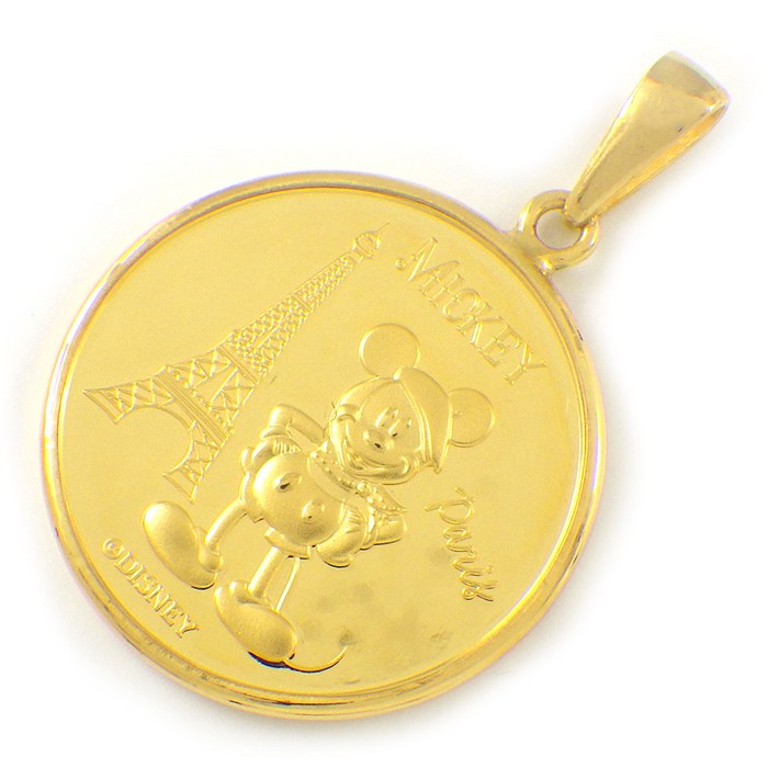 ディズニー Disney ペンダントトップ ミッキーマウス ミニーマウス 1/10oz 2024年 3000枚 限定モデル メダル パリ エッフェル塔 凱旋門 Au999