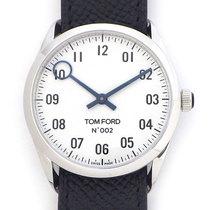 トムフォード TOM FORD 腕時計 N.002 TFT002006012 ホワイト文字盤 ブラック レザーベルト SS クオーツアナログ