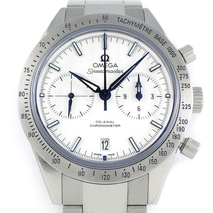 オメガ OMEGA 腕時計 スピードマスター '57 331.90.42.51.04.001 ホワイト文字盤 デイト クロノグラフ スモールセコンド 裏スケ チタン 自動巻き 【箱・保付き】 【中古】