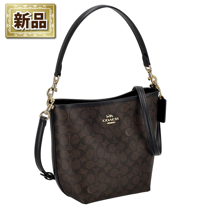 【新品】コーチ COACH ショルダー/ハンドバッグ シティ バケットバッグ CT800 IMXAQ 2025 SS ウォルナット シグネチャーキャンバス ブラック レザー
