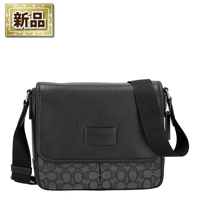 【新品】コーチ COACH ショルダーバッグ スプリント マップバッグ 25 CE534 SVO1U 2025 SS チャコール シグネチャージャカード ブラック レザー