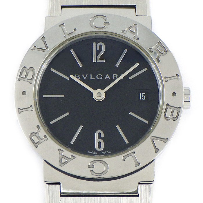 ブルガリ BVLGARI 腕時計 ブルガリブルガリ BB26SS ブラック文字盤 ロゴベゼル デイト SS クオーツアナログ 【箱・保付き】 【中古】