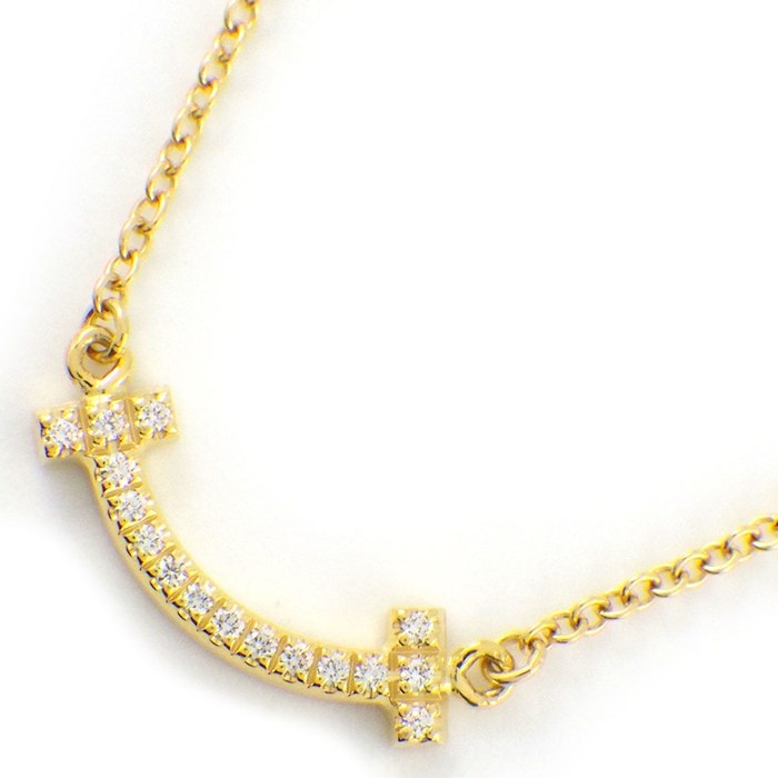 ティファニー Tiffany & Co. ネックレス Tスマイル ミニ マイクロ 62617683 ダイヤモンド 計0.03ct K18YG 【中古】